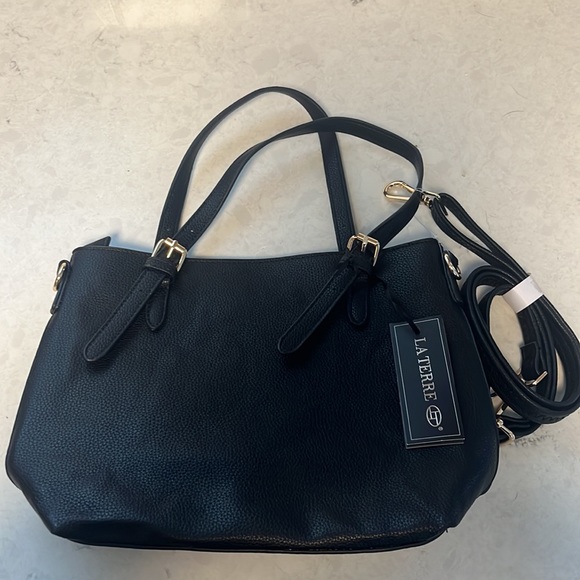 NWT La Terre Vegan Leather Black Purse with Shoulder Strap - Picture 5 of 7